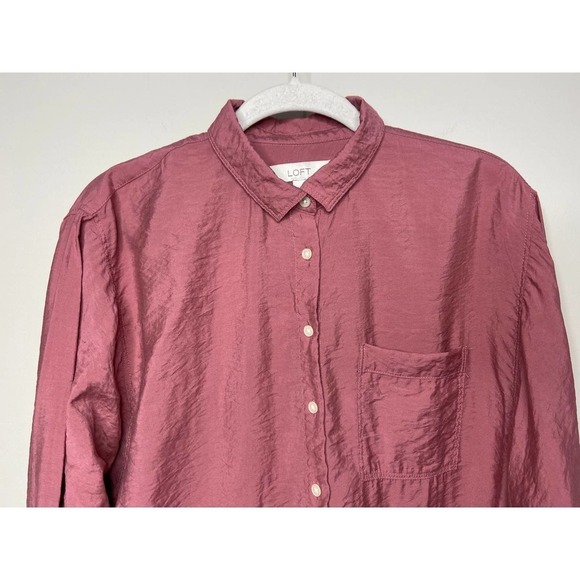 LOFT Petites Pink Button Up Shirt Size SP - Picture 2 of 6